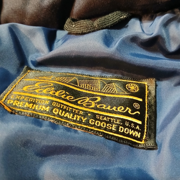 Eddie Bauer Men's Size Medium Blue Goose Down Hooded Jacket - Picture 2 of 7